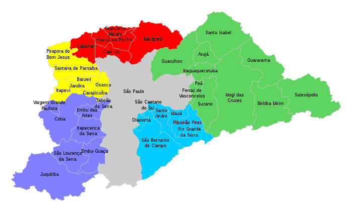 Mapa da Região metropolitana de São Paulo